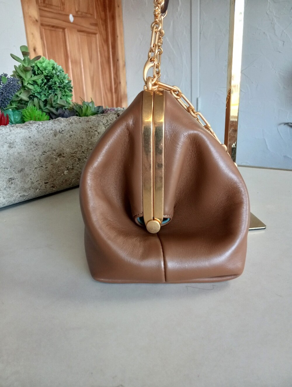 Tory Burch Cleo Shoulder Bag in Moose, Like New, Large size Frame bag. - Picture 8 of 15